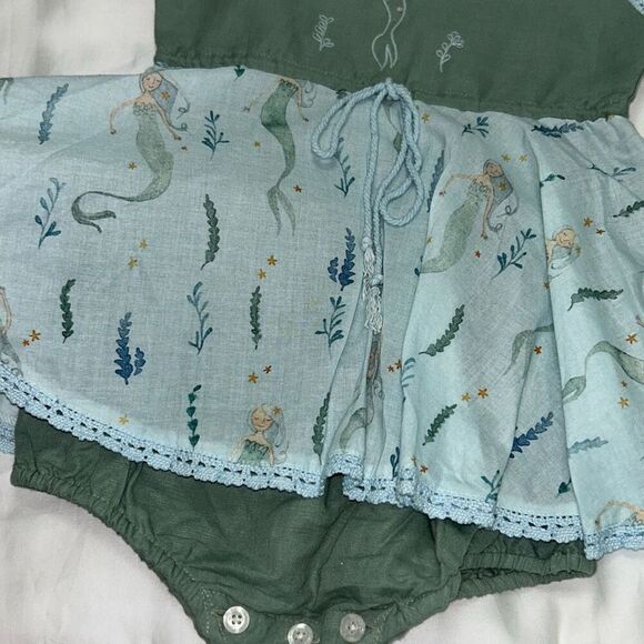 Well dressed wolf linen mermaid bubble dress sz 3t wdw - Picture 4 of 5